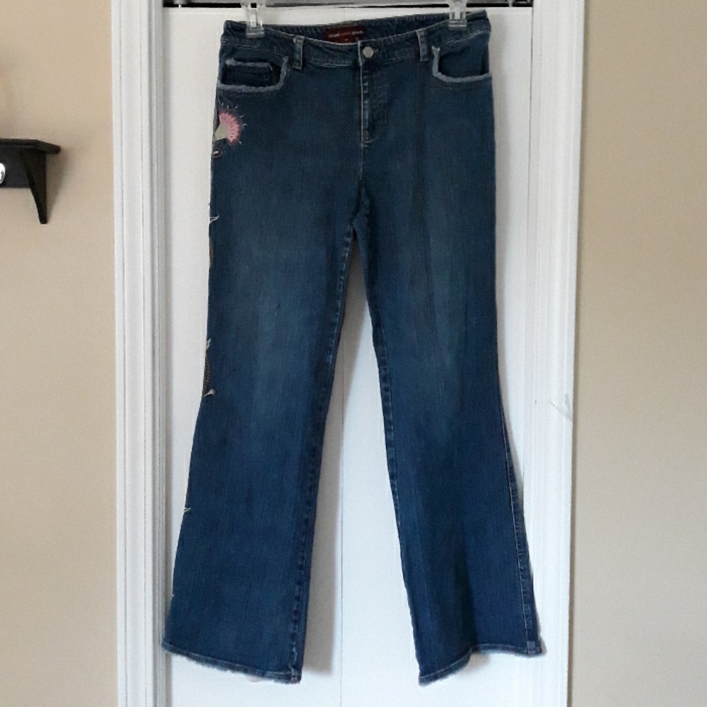 Tall Jeans with Floral Embroidery